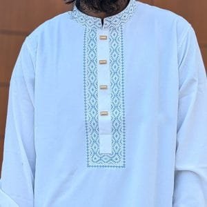 White Color China Micro Stige Panjabi-[WCP-T]